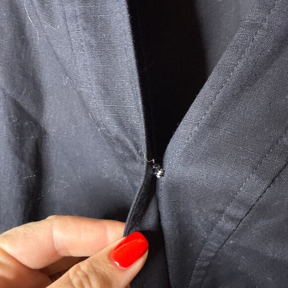 NEW NWT Nine West Large Tiered Sleeveless Black V-Neck Wrap Midi Dress‎ Cotton - Picture 6 of 9